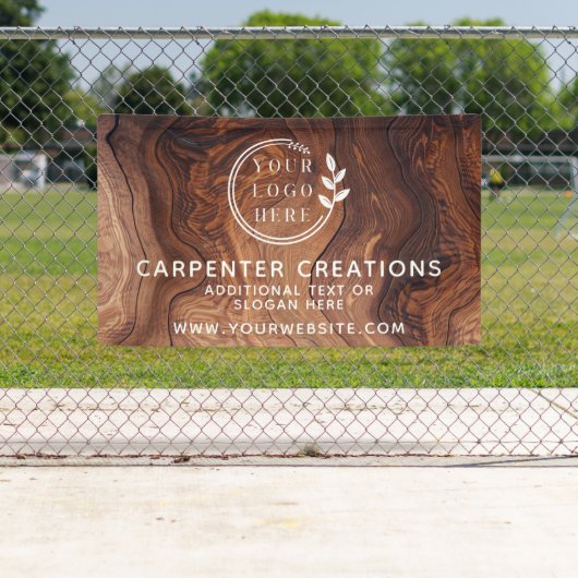 Stijlvol Modern Houten Timmermanswerk Logo Spandoek (Insitu)