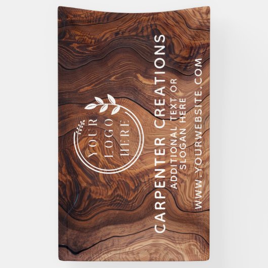 Stijlvol Modern Houten Timmermanswerk Logo Spandoek (Verticaal)