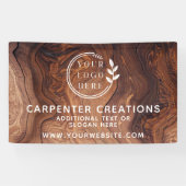 Stijlvol Modern Houten Timmermanswerk Logo Spandoek (Horizontaal)