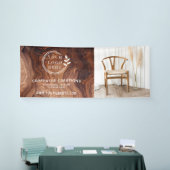Stijlvol Modern Houten Timmervak Logo Foto Spandoek (Beurs)
