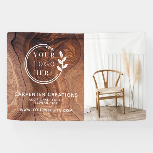 Stijlvol modern houten timmerwerk logo foto spandoek (Horizontaal)