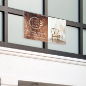 Stijlvol modern houten timmerwerk logo foto spandoek (Buitenkant Gebouw)