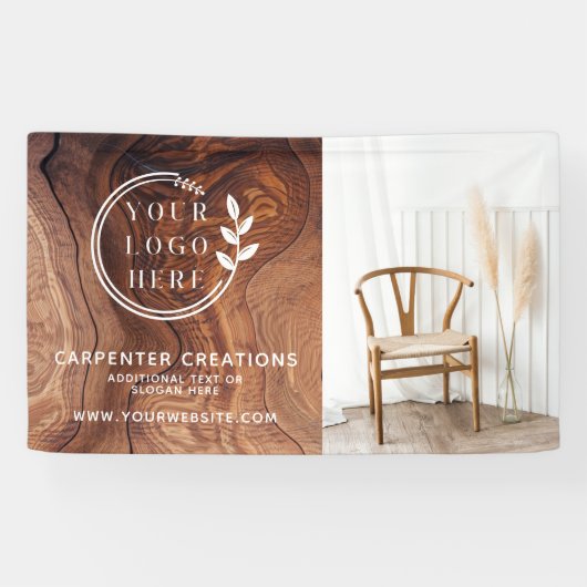 Stijlvol modern houten timmerwerk logo foto spandoek (Horizontaal)