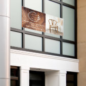 Stijlvol modern houten timmerwerk logo foto spandoek (Buitenkant Gebouw)