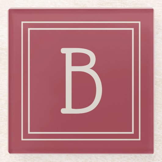 Stijlvol modern Initiaal Monogram Letter Simple Re Glazen Onderzetter (Voorkant)