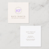 Stijlvol modern Initiaal monogram Vierkante Visitekaartje (Voorkant / Achterkant)