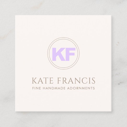 Stijlvol modern Initiaal monogram Vierkante Visitekaartje (Voorkant)