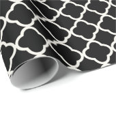 Stijlvol modern ivoor Quatrefoil Pattern Weddensch Cadeaupapier (Rol Hoek)