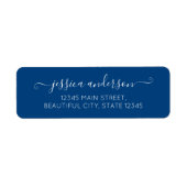 Stijlvol modern kalligrafiekscript Trendy Navy Blu Etiket (Voorkant)