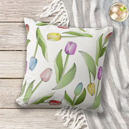 Stijlvol modern kleurrijk tulp bloempatroon buitenkussen