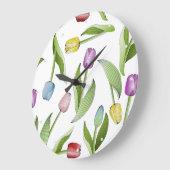 Stijlvol modern kleurrijk tulp bloempatroon grote klok (Hoek)