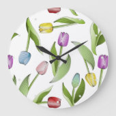 Stijlvol modern kleurrijk tulp bloempatroon grote klok (Voorkant)