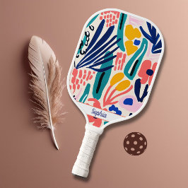 Stijlvol Modern Kleurrijk Waterverf Art Monogram Pickleball Paddle