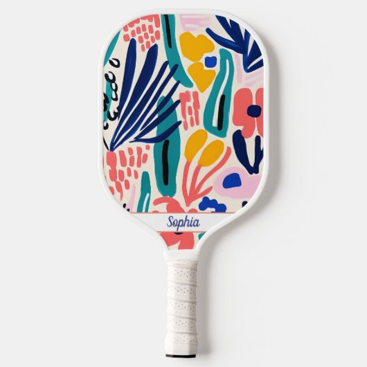 Stijlvol Modern Kleurrijk Waterverf Art Monogram Pickleball Paddle (Achterkant)