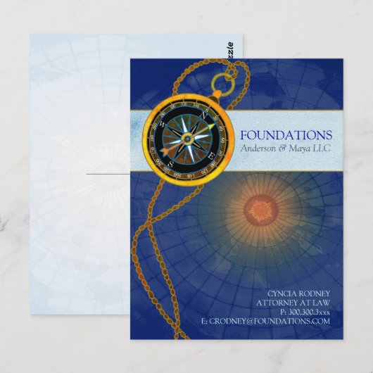 Stijlvol modern kompas zakelijke promotie briefkaart (Voorkant / Achterkant)