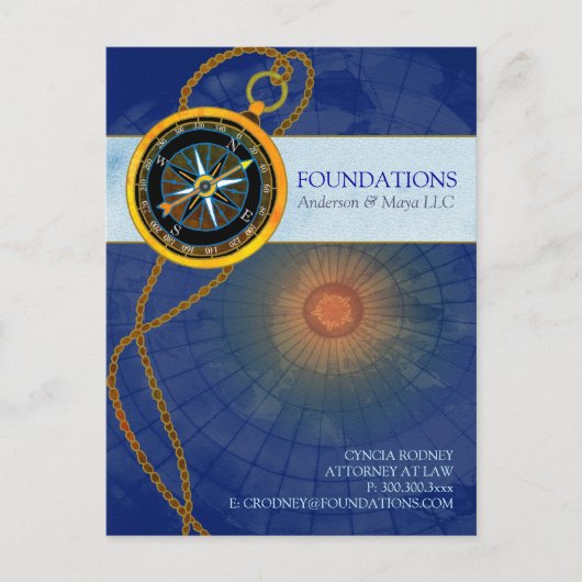 Stijlvol modern kompas zakelijke promotie briefkaart (Voorkant)