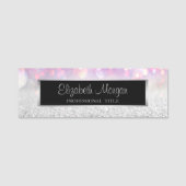 Stijlvol modern, Lijst, zilver Glitter Bokeh Naamplaatje (Voorkant)