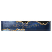 Stijlvol modern marineblauw Glitter Kantoor Naambordje (Voorkant)