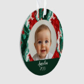 Stijlvol Modern Marmer _ Eerste Kerst Ornament (voorkant)