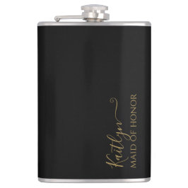 Stijlvol modern meisje van Honor Gift | Zwart goud Heupfles