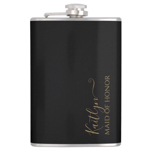 Stijlvol modern meisje van Honor Gift | Zwart goud Heupfles (Voorkant)