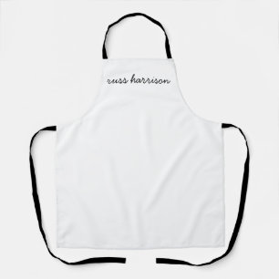 Stijlvol modern minimalistisch wit script monogram schort