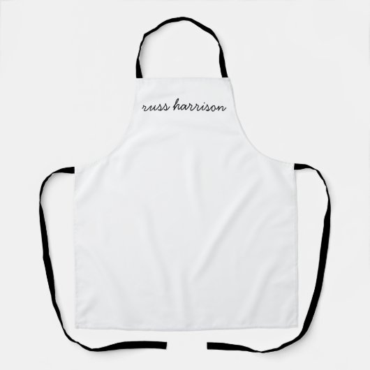 Stijlvol modern minimalistisch wit script monogram schort (Voorkant)
