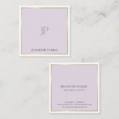 Stijlvol modern monogram Gold Paarse Trendy Plain Vierkante Visitekaartje (Voorkant / Achterkant)