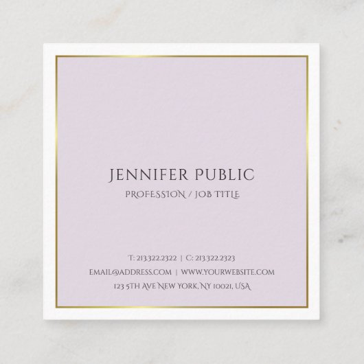 Stijlvol modern monogram Gold Paarse Trendy Plain Vierkante Visitekaartje (Achterkant)