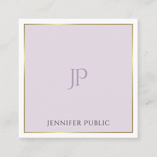 Stijlvol modern monogram Gold Paarse Trendy Plain Vierkante Visitekaartje (Voorkant)