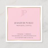 Stijlvol modern monogram Gold Pink Trendy Plain Vierkante Visitekaartje (Achterkant)