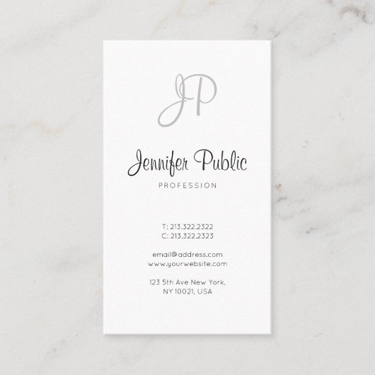 Stijlvol modern monogram kalligrafie Eenvoudig ont Visitekaartje (Voorkant)