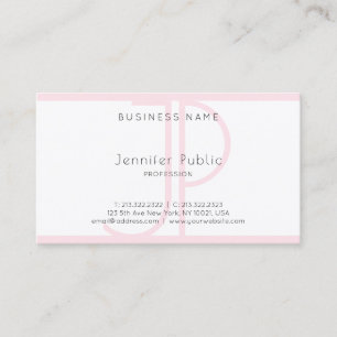 Stijlvol modern monogram roze witte kleur luxe visitekaartje
