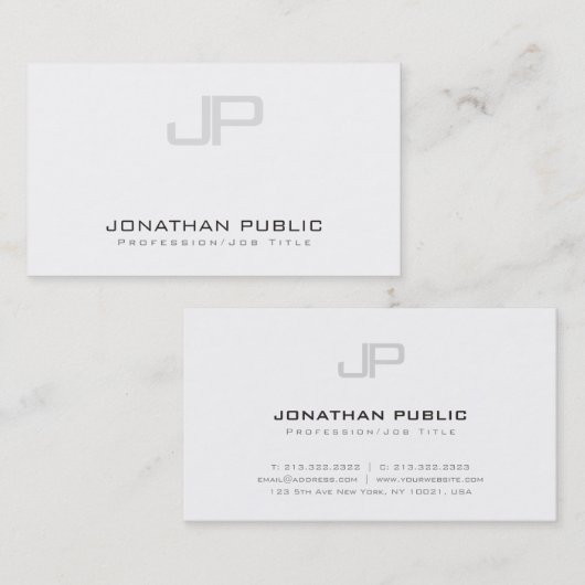 Stijlvol modern Monogram Schone Design Trendy Luxu Visitekaartje (Voorkant / Achterkant)