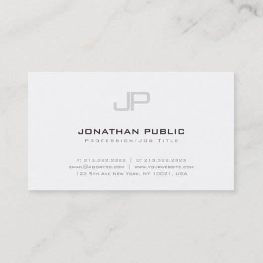 Stijlvol modern Monogram Schone Design Trendy Luxu Visitekaartje (Achterkant)