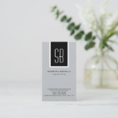 Stijlvol Modern Monogram Stripe Grijs Visitekaartj Visitekaartje (Staand voorkant)