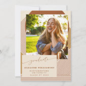 Stijlvol Modern Neutral Geometric Photo Afstuderen Aankondiging (Voorkant)