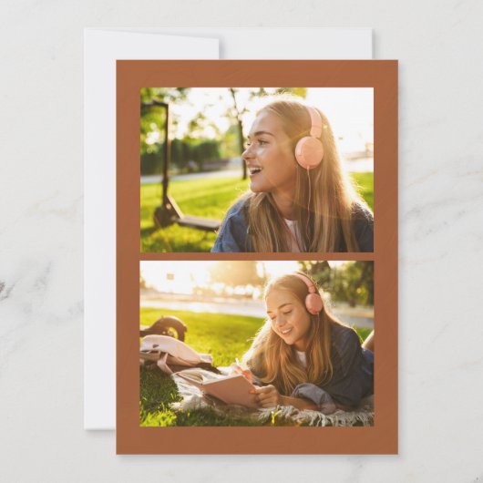 Stijlvol Modern Neutral Geometric Photo Afstuderen Aankondiging (Achterkant)