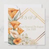 Stijlvol modern Oranje en Ivory Calla Lily RSVP Notitiekaartje (Achterkant)