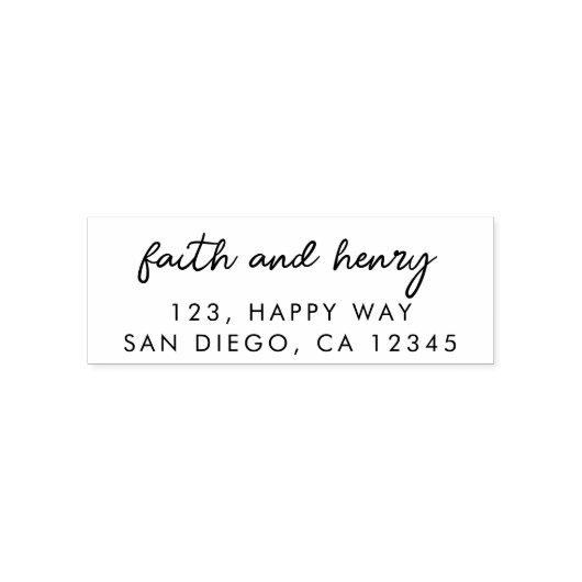 Stijlvol Modern paar Bruiloft Script Adres Zelfinktende Stempel (Design)