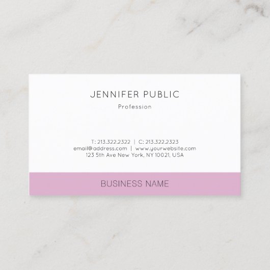 Stijlvol, modern Paars wit Visitekaartje (Achterkant)