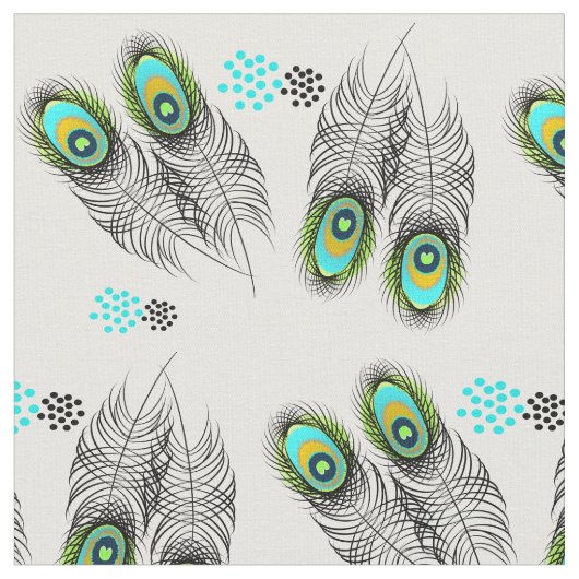 Stijlvol modern Peacock Feathers en Spots Pattern Stof (Close Up)