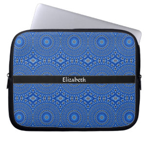 Stijlvol modern persoonlijk patroon blauw zwart laptop sleeve