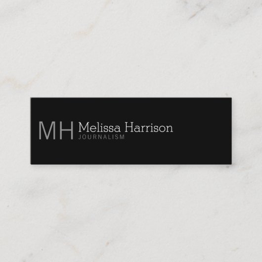 Stijlvol & modern professioneel zwart mini visitekaartje (Voorkant)