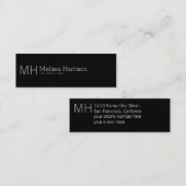 Stijlvol & modern professioneel zwart mini visitekaartje (Voorkant / Achterkant)