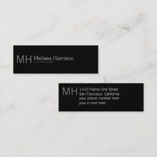 Stijlvol & modern professioneel zwart mini visitekaartje