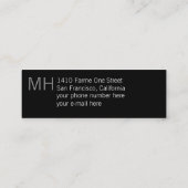 Stijlvol & modern professioneel zwart mini visitekaartje (Achterkant)