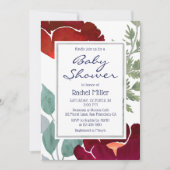 Stijlvol Modern Red Waterverf Floral Baby shower Kaart (Voorkant)