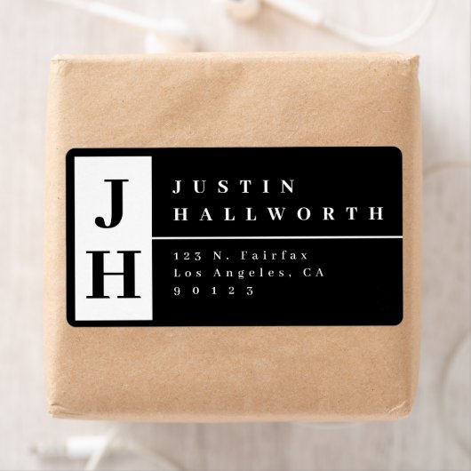 Stijlvol modern retouradres Zwart & Wit Etiket (Insitu)