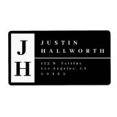 Stijlvol modern retouradres Zwart & Wit Etiket (Voorkant)